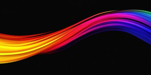Obraz premium Abstract Rainbow Wave on Black Background