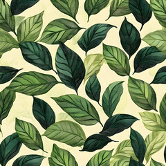 Obraz premium vintage green leaves pattern