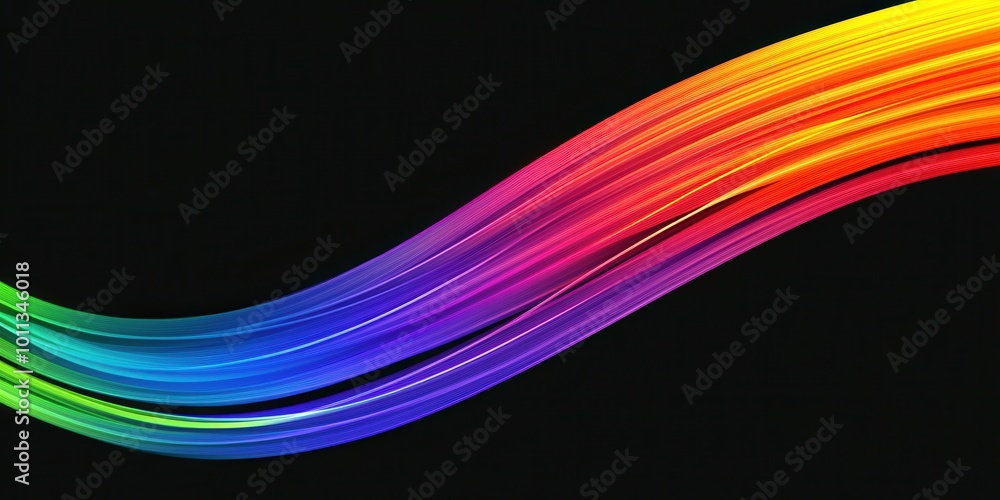 Sticker Abstract Rainbow Swirls on Black Background