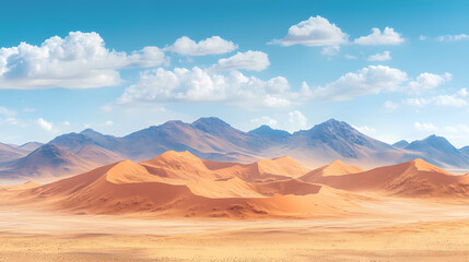 Naklejka premium An aerial view of the Sahara desert at sunset. A panorama of desert landscape.