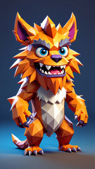 3d cute furry monster,3d cartoon character