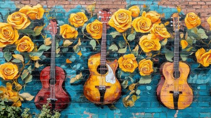 Naklejka premium Acoustic Guitars Mural