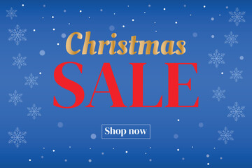 Winter banner with text Christmas sale.