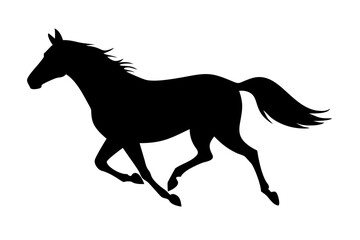 Silhouette of running horse.