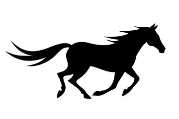 Silhouette of running horse.