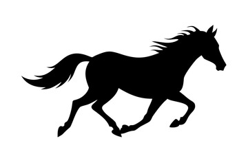 Silhouette of running horse.
