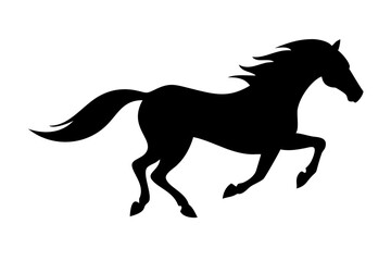Silhouette of running horse.