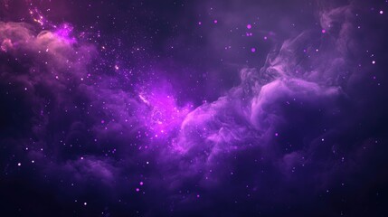 A dark, mystical background with purple sparks, swirling smoke, and magic fire particle effects, featuring foggy clouds and abstract violet energy for a spooky Halloween frame