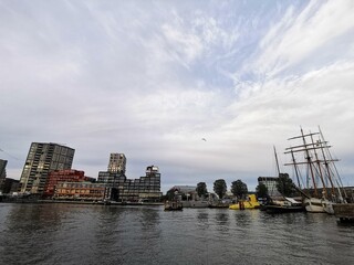 city skyline of the Ij, Amsterdam