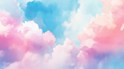 Soft pastel clouds in pink and blue sky background