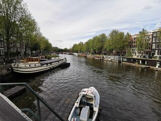 city canal in Amsterdam, Netherlands