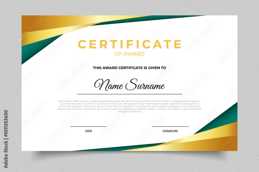 Wall mural modern green business certificate cover template luxury design