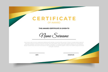 modern green business certificate cover template luxury design