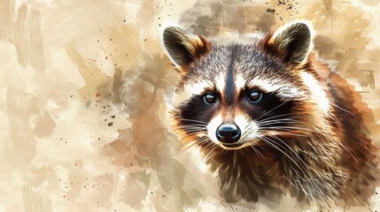Obraz premium Cute Raccoon Portrait with Soft Background Effects