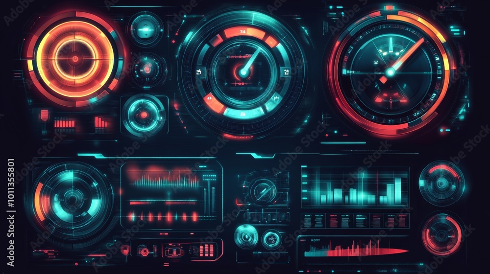 Poster modern illustration of a mechanical clock-style smartwatch face with a bezel made of metal. digital 