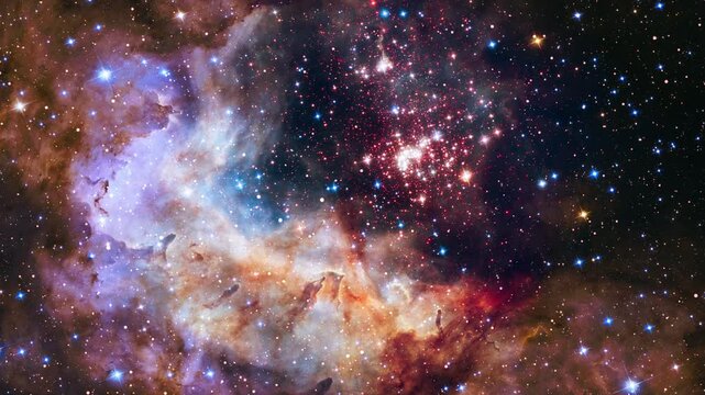 Floating Through Colorful Deep Space Nebula Clouds Birthing Millions Of Galaxies Background Effect 