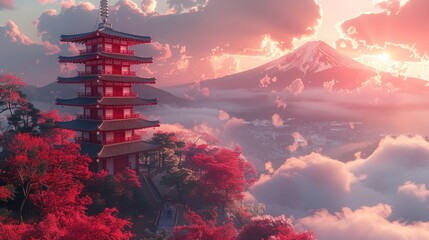 temple at sunset