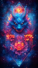 Colorful Monster Tarot Card Design