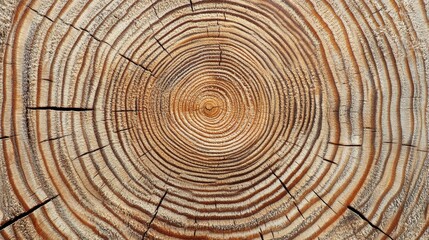 Naklejka premium Close-up View of a Tree Stump Showcasing Intricate Growth Rings, Revealing Its Age and History