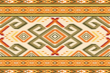 Traditional ikat pattern with striking geometric shapes and intricate details. Thisl seamless pattern is perfect for textiles, fashion, home decor and digital backgrounds. Inspired by indigenous 