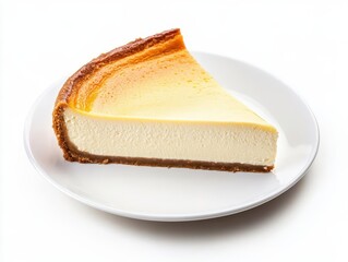 A classic New York cheesecake on an elegant white plate