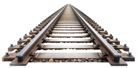 railroad tracks isolated on white background.AI GENERATED