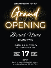 Elegant Grand Opening Flyer for Business Launch Event with glowing text
