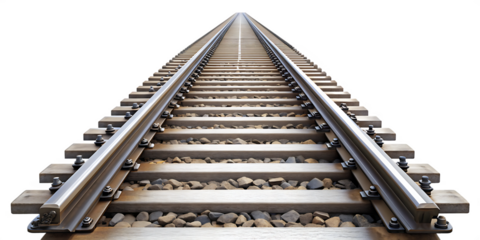 railroad tracks isolated on white background.AI GENERATED