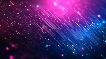 Obraz premium Abstract Digital Background With Vibrant Pink and Blue Patterns Showcasing Technological Elements