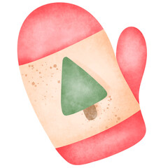 glove for christmas ,  red woolen glove 