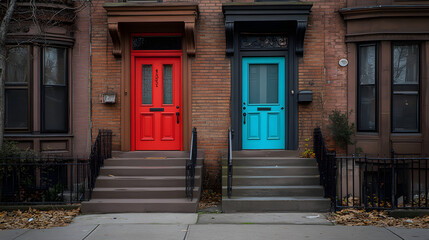 Red and Teal Neighbor Doors