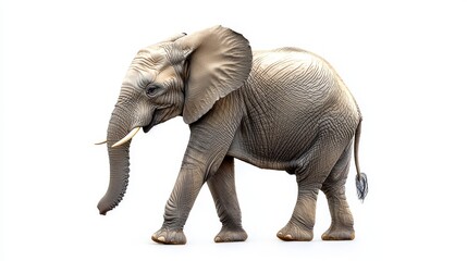 Fototapeta premium A Majestic Elephant Walking Gracefully Across a Bright, Plain Background During the Daytime