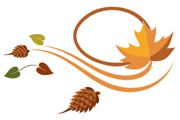 Fall Wind Sweeping Pinecones and Leaves in a Vector Illustration for Nature Lovers
