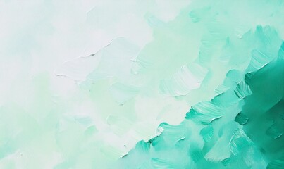 Obraz premium Soft Green Abstract Painting Blending Shades of Turquoise and White in a Serene Composition