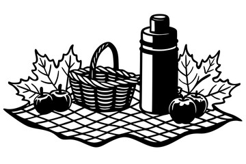 Cozy Picnic Blanket and Fresh Apples Vector Illustration for Outdoor Fun
