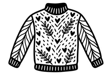 Cozy Knitted Sweater Vector Illustration in Detailed Line Art Style for Fashion Enthusiasts
