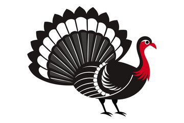 Detailed Turkey Line Art Vector Illustration with Fanned Feathers for Stunning Visual Appeal

