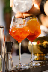 Two glasses of Aperol in the fresh air
