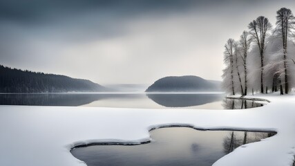 lake with winter