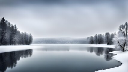 Fototapeta premium lake with winter