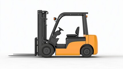 A Side View of a Modern Forklift in a Warehouse Environment With Clear Surroundings