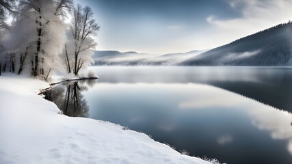 Fototapeta premium lake with winter