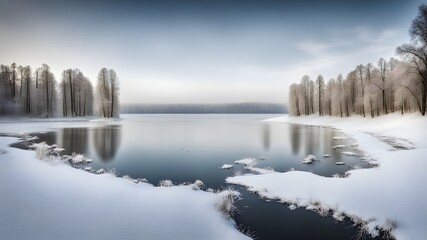Fototapeta premium lake with winter