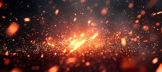 Vibrant Sparks and Glowing Embers Swirl in Dark Space Creating a Mesmerizing Display of Energy