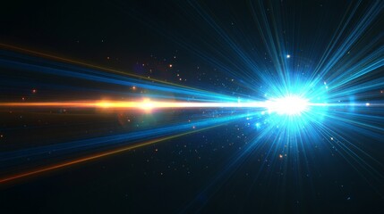 Obraz premium Vibrant Blue Explosion of Light With Radiant Beams in a Dark Space Background