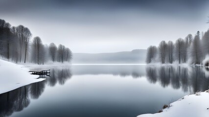 Fototapeta premium lake with winter