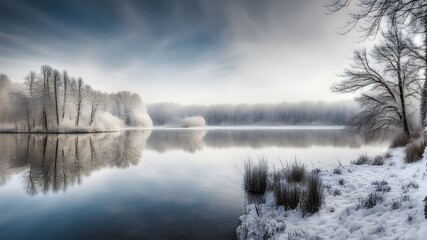 Fototapeta premium lake with winter