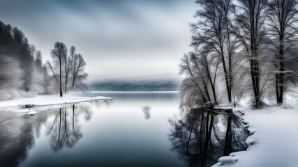 lake with winter
