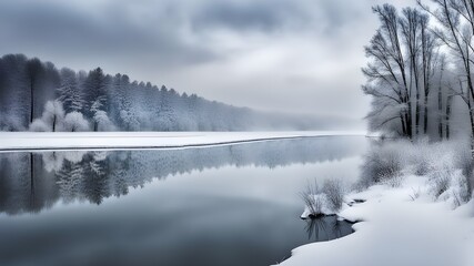 lake with winter