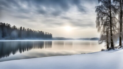 lake with winter